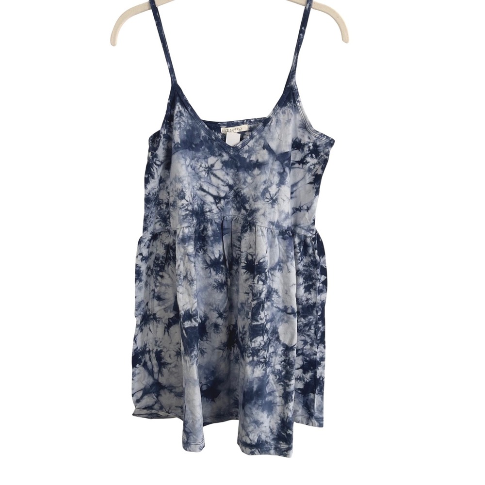 NWT Z Supply Women's M Blue White Tie Dye Babydoll Dress Cotton Indie KY Derby